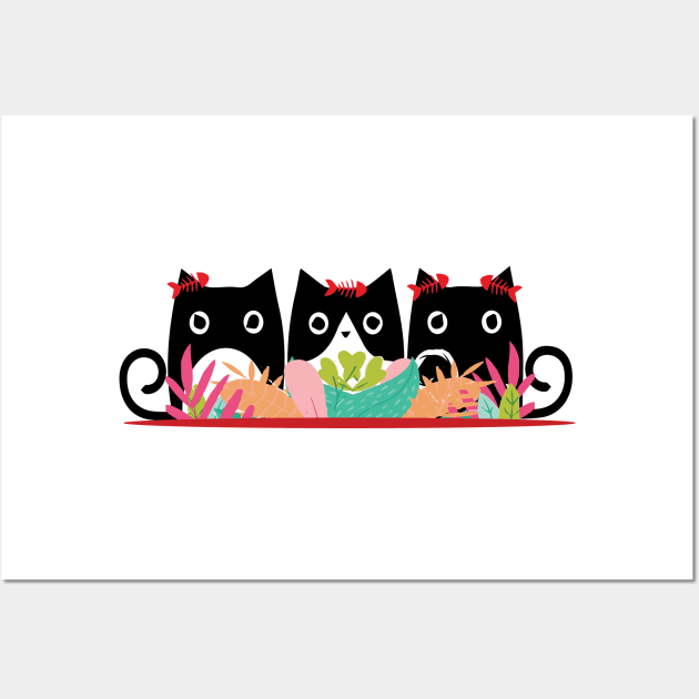 Cute Black Cats Wall Art by Art by Ergate